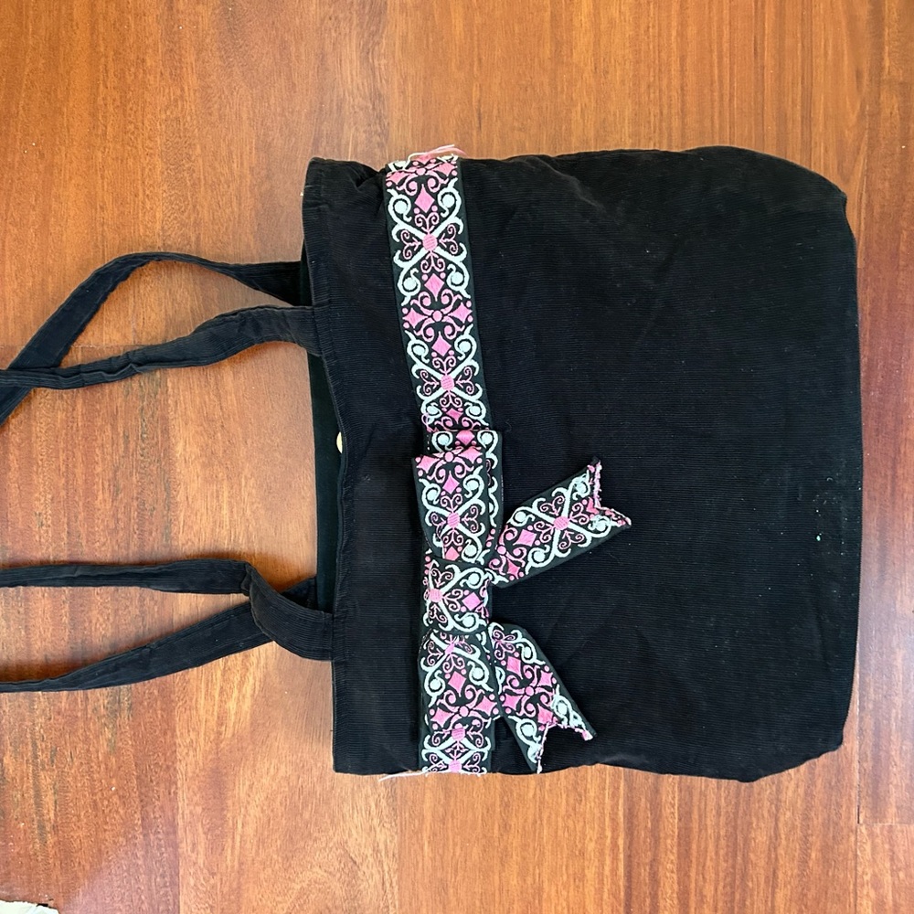 Handmade black corduroy pocketbook